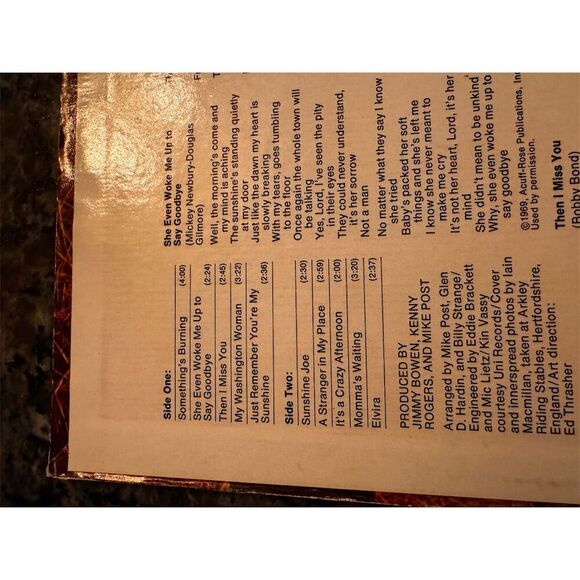 Kenny Rogers & The First Edition Something's Burning 1970 Vinyl VG+ record album - Picture 10 of 11